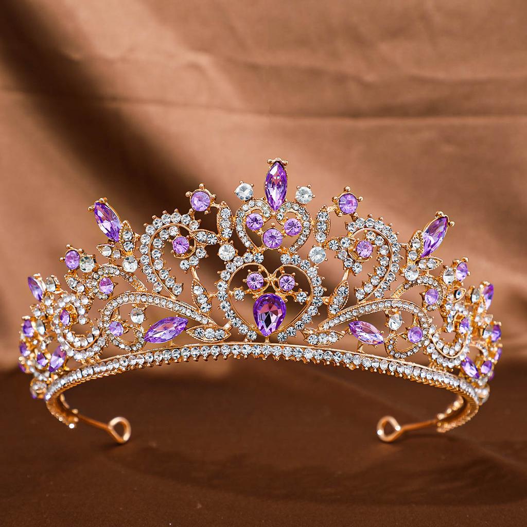 European and American Bridal Tiara Baroque Crown Rhinestone Princess Crown Hair Accessories Wedding Anniversary Style Dress Headband Accessories