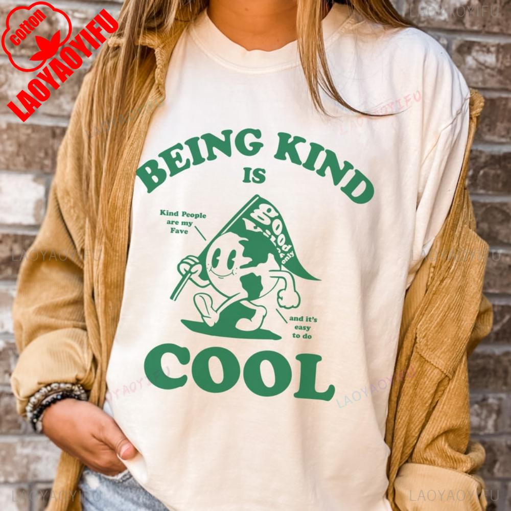 BEING KIND IS Cool Shirt Be Kind TShirt Kindness Tshirt Be A Kind HuUnisex Trendy Retro Tops Positive Message Tees Simple Style S