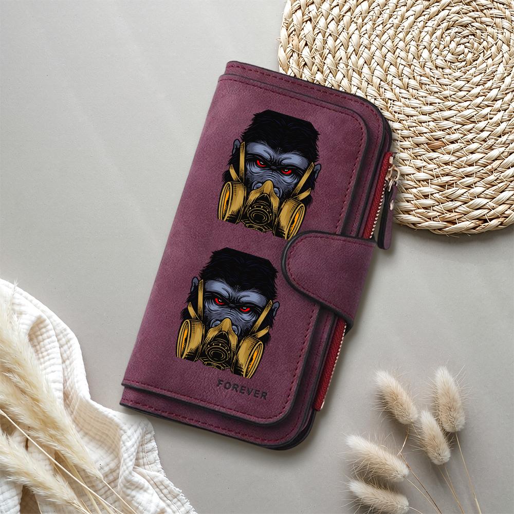 Cool Gorilla Print Long Wallet Forever Fashion Card Holder Purse for Daily Use
