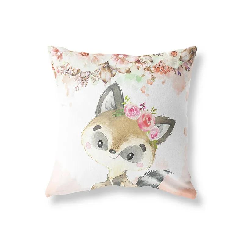 Cute Rabbit Giraffe Animals Children Room Decor Polyester  Cushion Cover Sofa Pillow  Home Decoration Throw Pillowcase