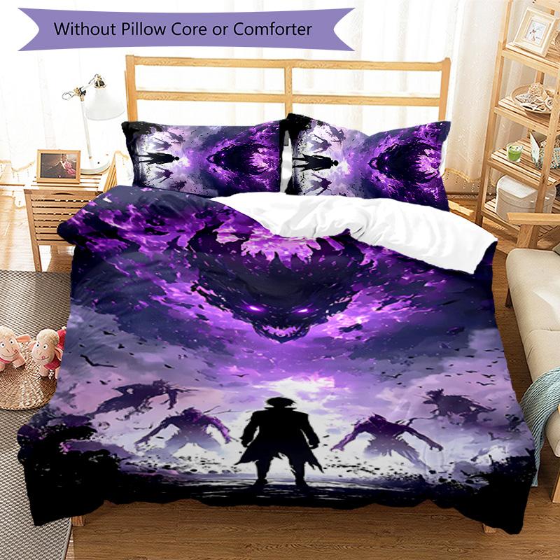 3pcs Solo Leveling Sung Jin-woo2 pattern bedding set duvet cover set includes duvet cover &pillowcases, perfect all season bedroom decoration & gift