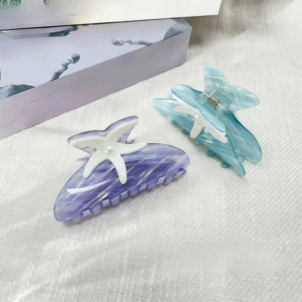 Large Starfish Hair Grab Shark Clip Acrylic Shark Clip Fashion Pearl Hair Claw Girls