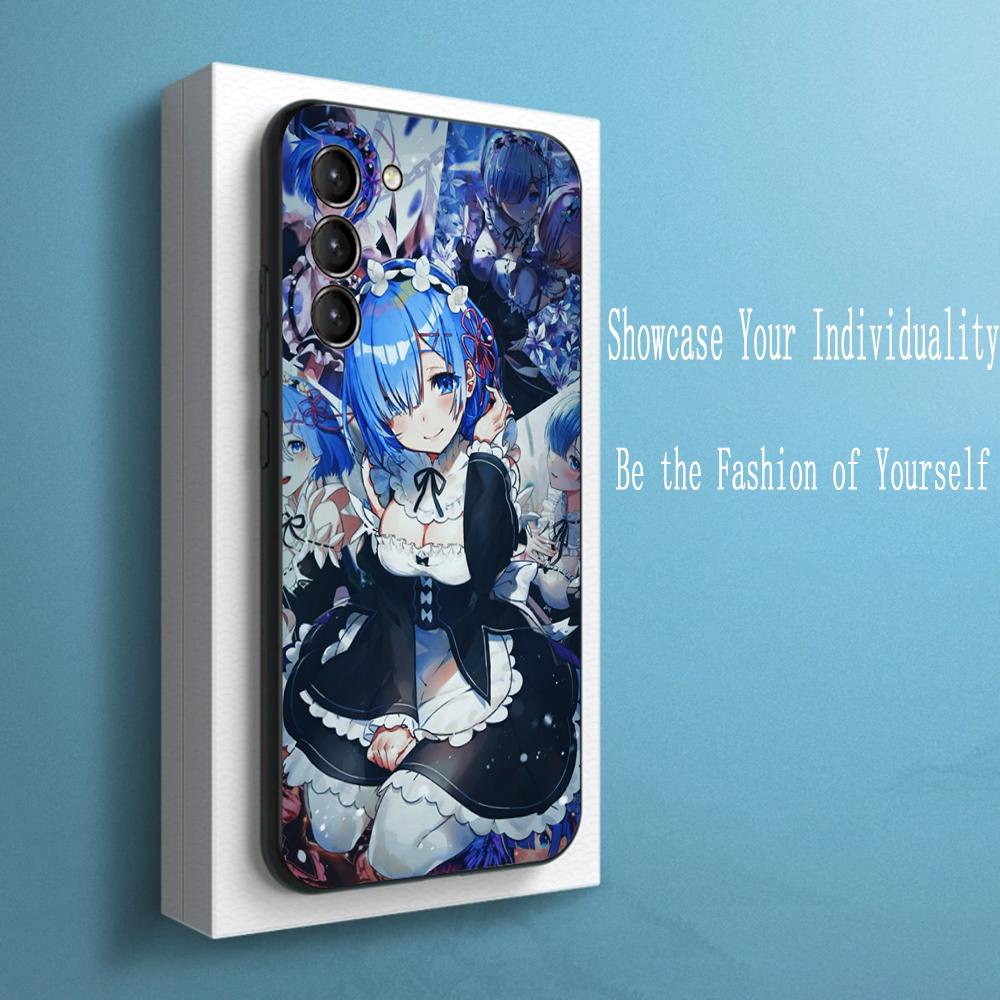 Re zero cute girl classic anime pattern Phone Case For Samsung Galaxy S26 S25 S24 S23 S22 S21 Plus Ultra Note20 Soft Black