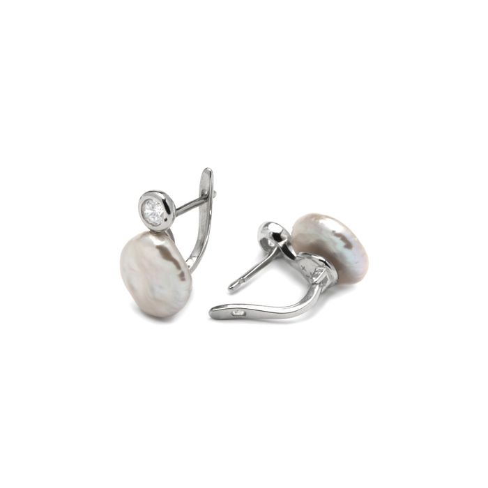 Boucles d'oreilles - LUXENTER - Rasgrim - Argent 925 - Plaqué rhodium - Perle blanche