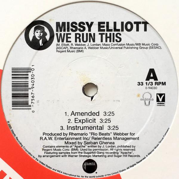 

12inch Record MISSY ELLIOTT - We Run This / Irresistible Deliciou 094030 Atlantic 2005 US Rap & Hip-Hop/R&B Used