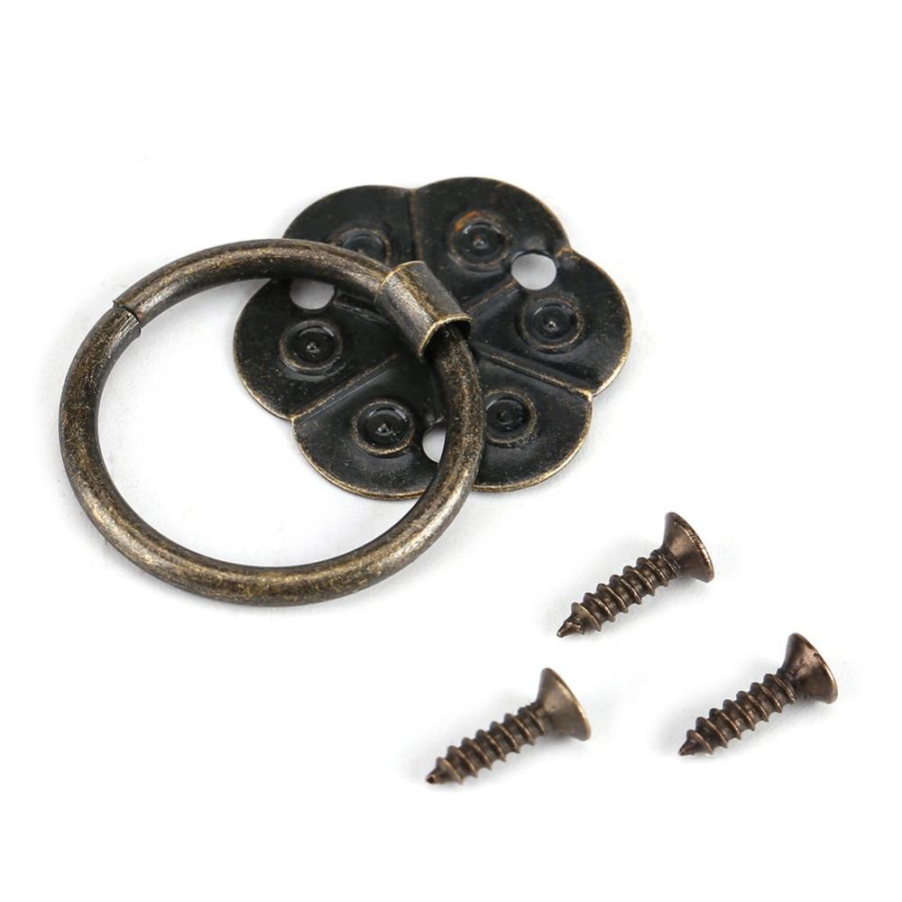 20pcs Small Furniture Handle Bronze Tone Ring Pull Hardware Vintage Drawer Cabinet Pull Drawer