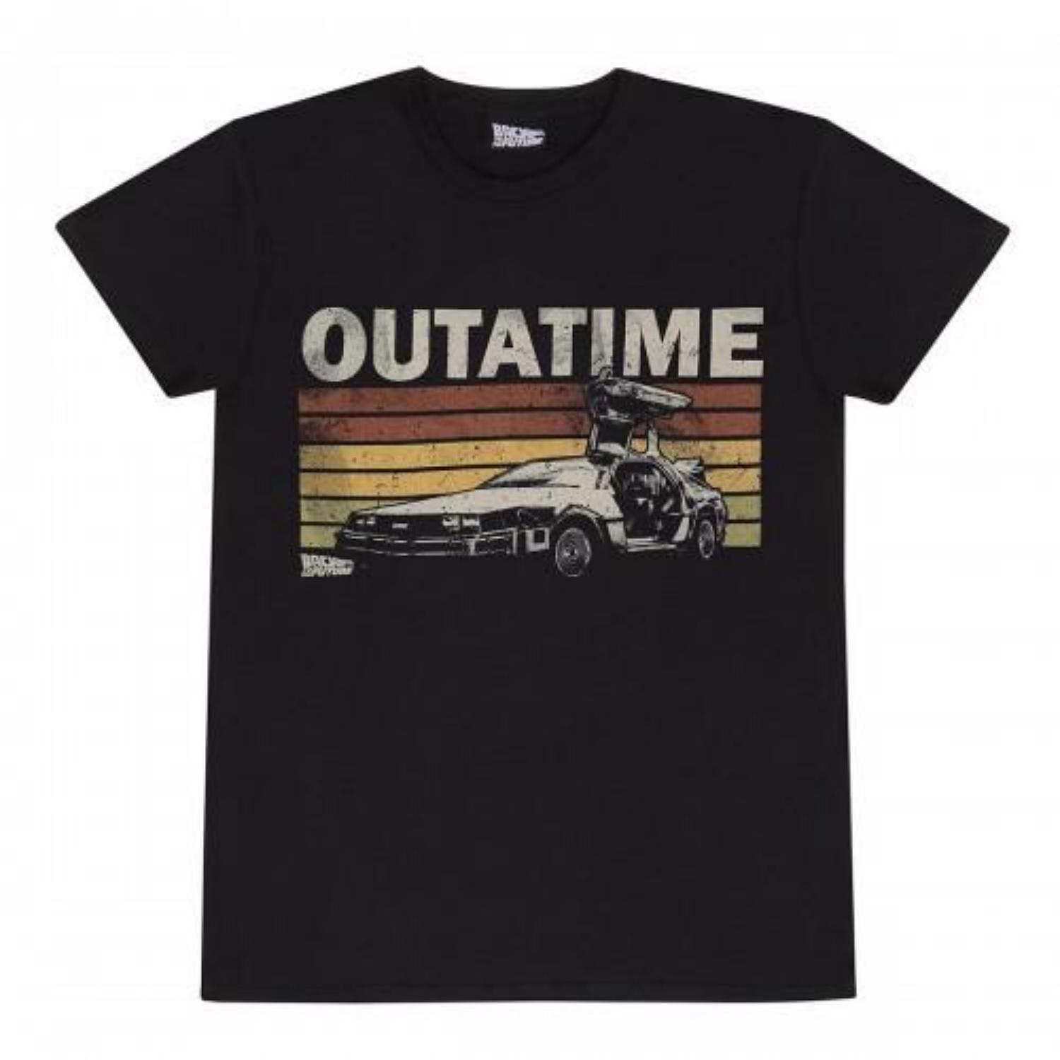 Back To The Future Unisex Adult Outatime Retro T-Shirt S