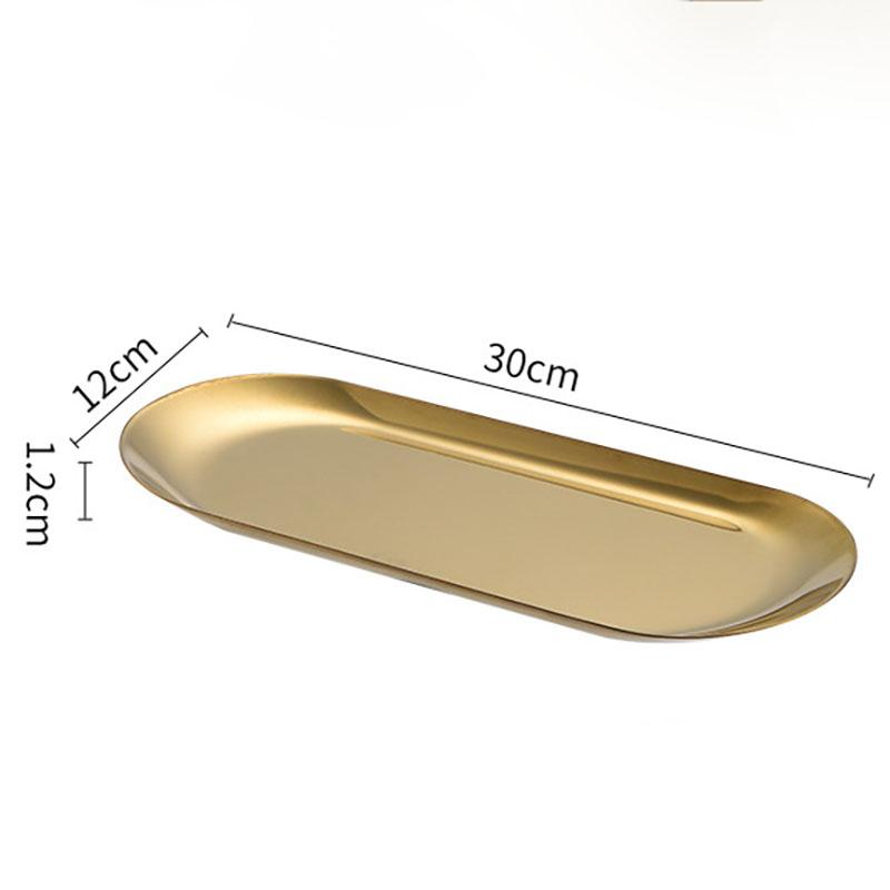 Oval Stainless Steel Gold Dining Plate Dessert Plate Nut Fruit Cake Tray Snack Kitchen Plate Western Steak Kitchen Plate Dish
