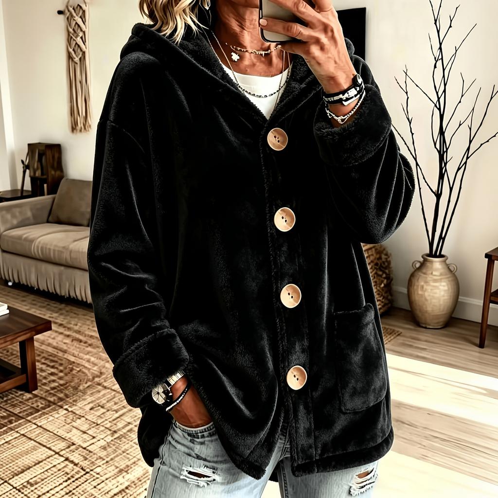 Women's Hooded Cardigan Loose Fit Oversized Open-Front Jacket