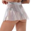Womens Glossy Flared Club Skirt High Waist See Through Design Zipper Back Miniskirt for Nightclub Outfits