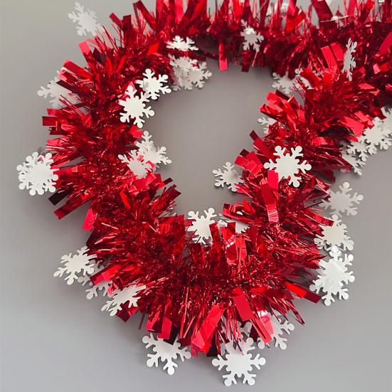 Soft Material Holiday Embellishment 78 Inch Red Christmas Tinsel Garland, Shiny Metallic Foil Twist Garland Annual Party Decorative Strips with