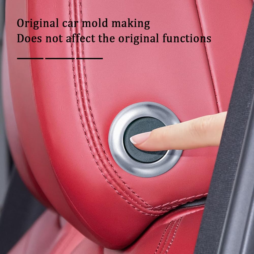 2 Pcs Aluminum Front Seat Headrest Button Covers Compatible with Porsche Cayenne 2007-2025. for Macan 2014-2024 Headrest Adjust Button Trim Ring