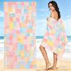 Buntes Geometrisches Mikrofaser Strandtuch Abstraktes Patchwork Badetuch Schnelltrocknend Sandfrei Schwimmlaken für Reise Pool