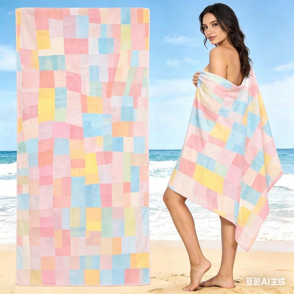 Buntes Geometrisches Mikrofaser Strandtuch Abstraktes Patchwork Badetuch Schnelltrocknend Sandfrei Schwimmlaken für Reise Pool
