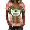 Camiseta Casual de Manga Corta con Cuello en V para Mujer con Estampado de Oktoberfest Top Tejido Ligero y Suave Ajuste Cómodo para el Uso Diario