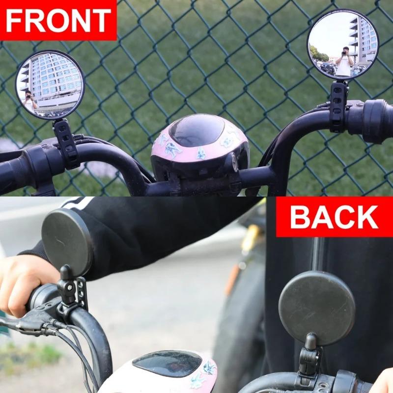 Bicycle Rearview Mirror 360° Rotation Wide-Angle Convex Mirror E-Bike Side Mirrors with Adjustable Elastic Plastic Buckle Strap