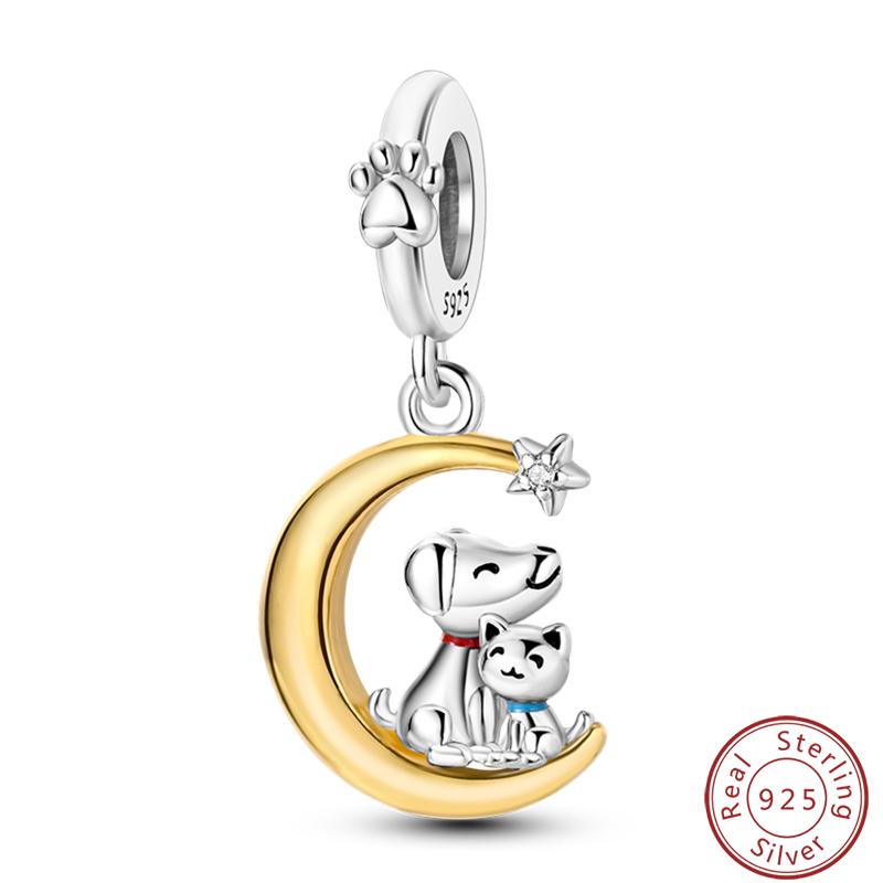 Cute Cat And Dog Series Copper Moon Butterfly Paw Print Charms 3Mm Diy Fine Jewelry Gifts Making