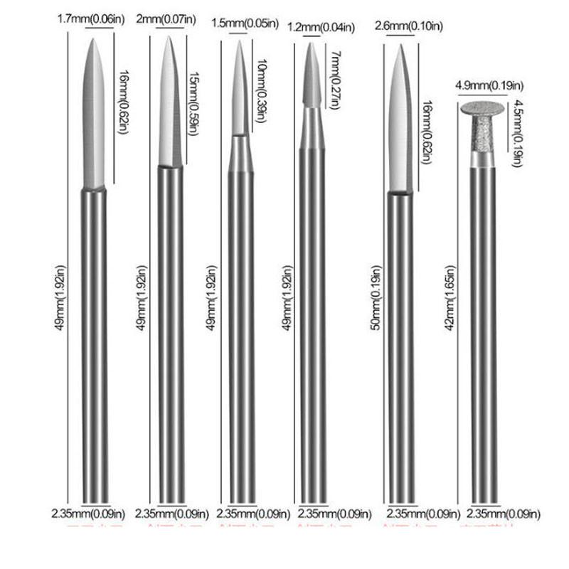 6Pcs Metal Wood Carving Drill Bits Kit Essential Tools for Rotary Tool Users Great for Crafting and Engraving Projects