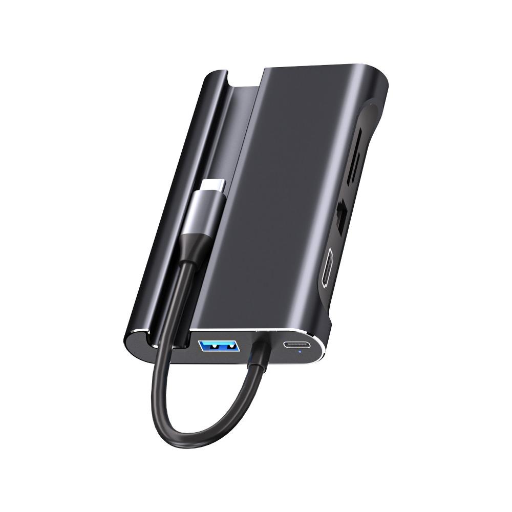 

8 в 1 USB C Hub многопортовый адаптер с HDMI USB 3.0 портами для ноутбука телефона Type C док-станция 8-in-1 TypeC