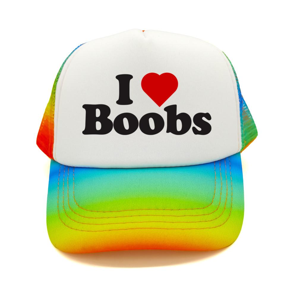 Funny I Love Heart Boobs Boobies Baseball Caps Summer Men Mesh Net Hat Joke Gifts Trucker Cap Outdoor Mesh Net Caps MZ079