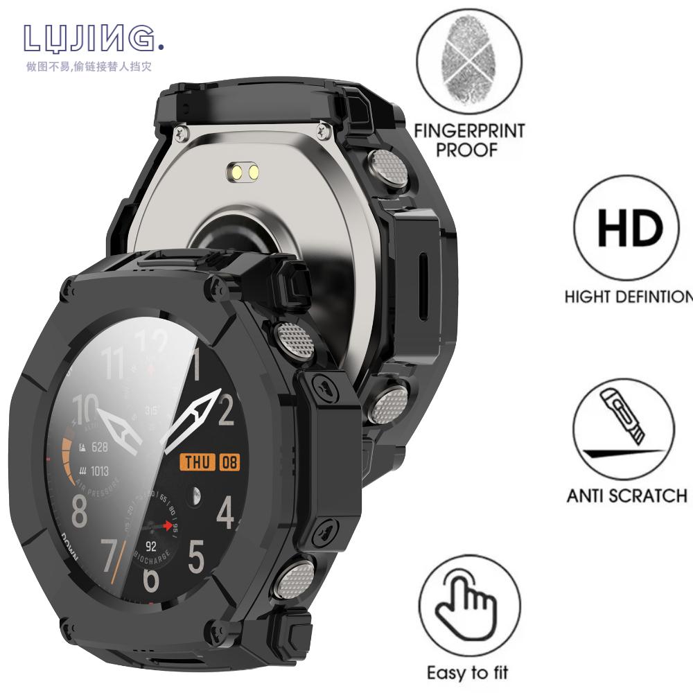 Tempered Glass Case For Amazfit T-Rex Ultra2 Smart Watch Full Cover Bumper for Amazfit T Rex Ultra 2 Shell Accessoies