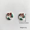Exquisite Christmas Stud Earrings with Drip Oil & Inlaid Diamonds - Festive Fashion Jewelry