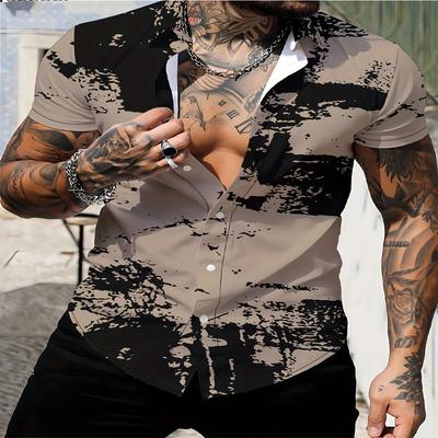 3D Digital Printed Pattern Men's Short Sleeved Shirt Suitable for Outdoor Comfort and Leisure In Summer, Made of Polyester Fiber