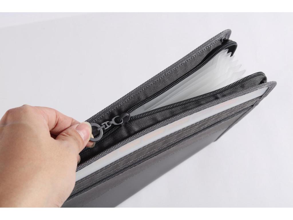A4 Double Zipper Accordion File Bag, 13-Pocket Waterproof Student Folder