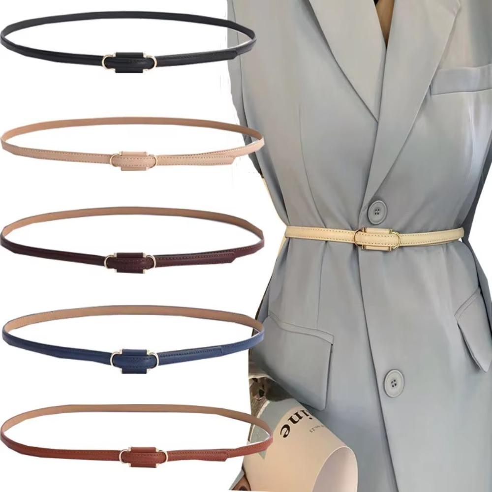 PU Leather Slim Belt Thin Dress Belt Simple Waist Belt  Women Accessories