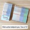 12-Pack Clickable Ballpoint Pens with 0.5mm Refillable ST Needle Tip for Exams, Black Water-Based Ink
