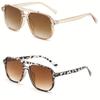 1/2 pezzi - Occhiali da sole quadrati vintage per donna uomo montatura spessa doppio ponte occhiali da vista femminile chic occhiali da sole poligonali tonalità