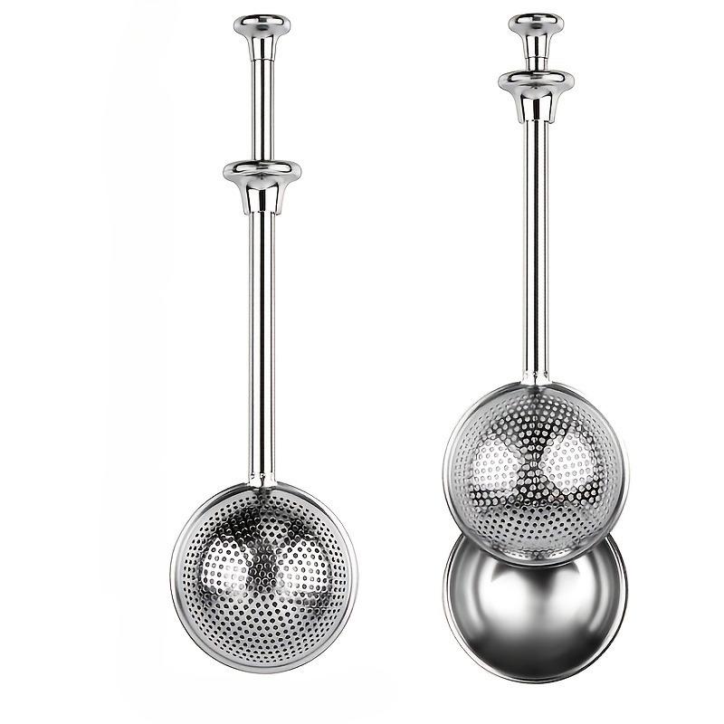 1 st 304 Rostfritt Stål Te-sil Separationskopp Press-typ Te-boll Sil Teleskopisk Kreativt Te-set Hål Te-boll