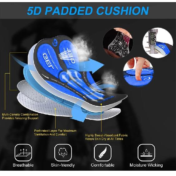 X-TIGER Herren Radunterwäsche Shorts 5D Gepolstertes Gel MTB Radhose Anti-Rutsch Beinabschluss Atmungsaktives Netz Radunterwäsche