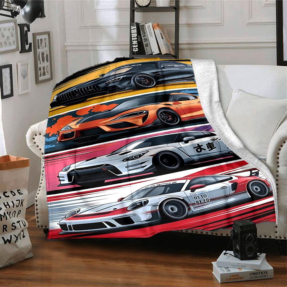 1PC Racing Cars Blanket, Throw For Sofa, Bed, Travel, Camping, Livingroom,