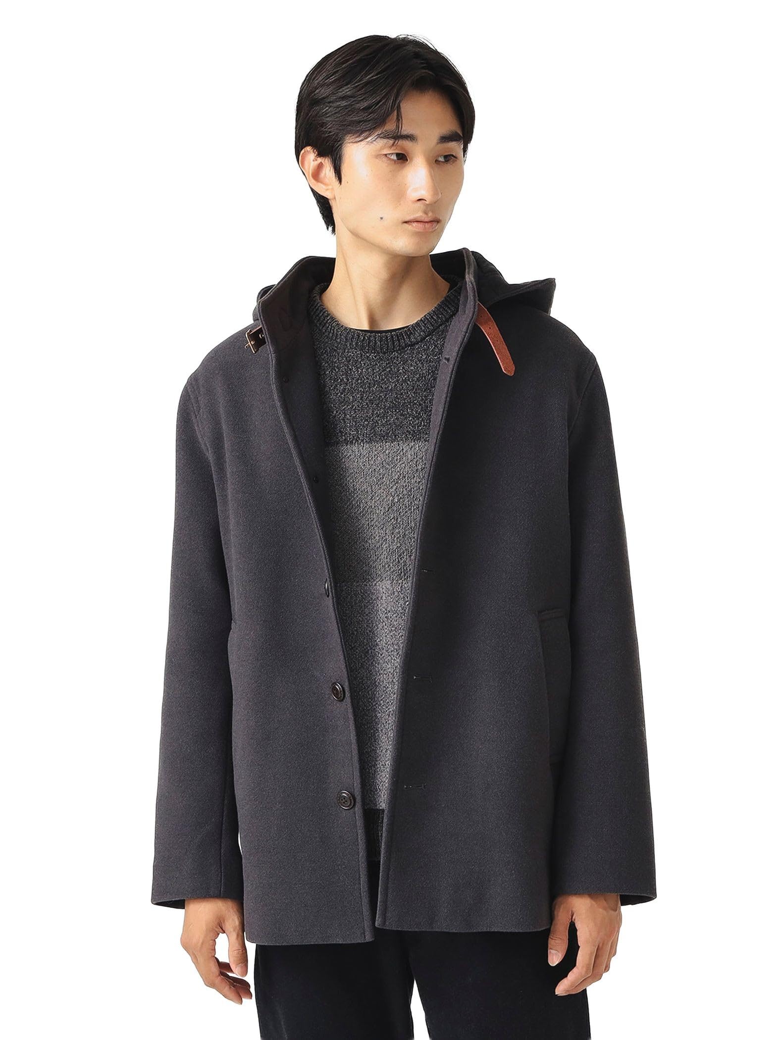 Beams Heart Price Drop on Hooded Stand Collar Size 42190009413 [New 12/25] Men s Coat, CHARCOAL.G, S,