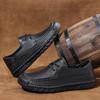 New Lightweight Top Layer Cowhide Casual Round Toe Flat Heel Men's Bean Shoes