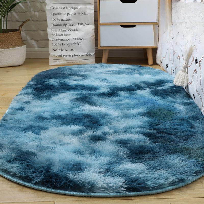 Oval Fluffy Carpet Shaggy Rug Bedside Mat Cute Colorful Living Room Rug Long Hair Carpet Home Decoration