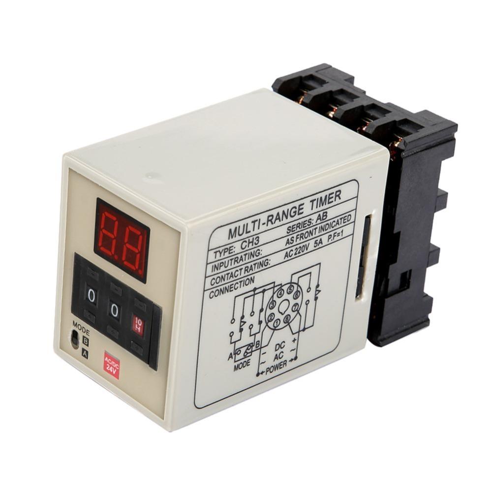 CH3-AB Digital Delay Timer Relay 0.01S-99H AC220V AC/DC 24V Delay Timer Relay Dual Mode Operation Delay Relay