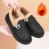 Women's Warm Fuzzy Moccasin Slippers Winter Fleece Lined Indoor Outdoor House Shoes PU Leather Comfortable Non-Slip Walking Loafers Shoes for Women