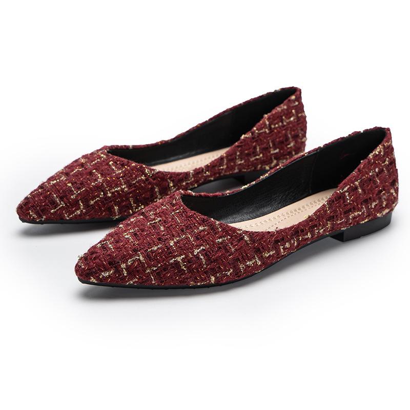 

Women Flats Pointed Toe Shallow Mouth Single Shoes Mother Comfortable Causal Shoes OL Outdoor Commuter Shoes Loafers Size 34-42 43 бордовий