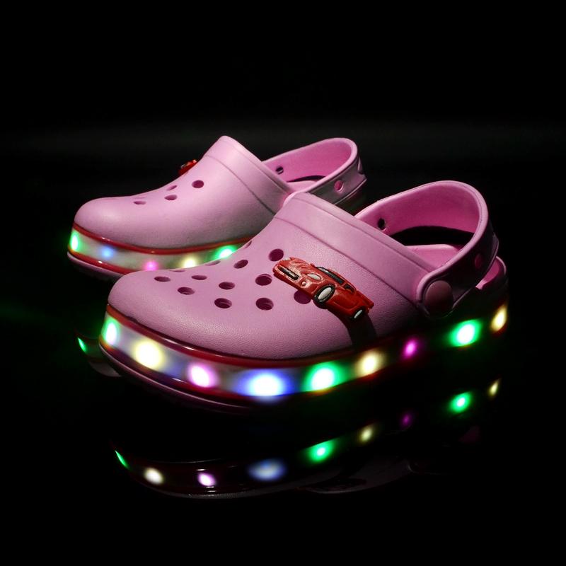 Summer Baby Girls Led Light Sandals Cute Cartoon Children's Casual Shoes Anti-slip Kids Beach Shoes Outdoor Shoes