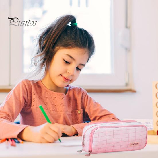 Plátěný penál velké kapacity se zapínáním na zip, vícevrstvý držák na pera, pouzdro, organizér na psací potřeby