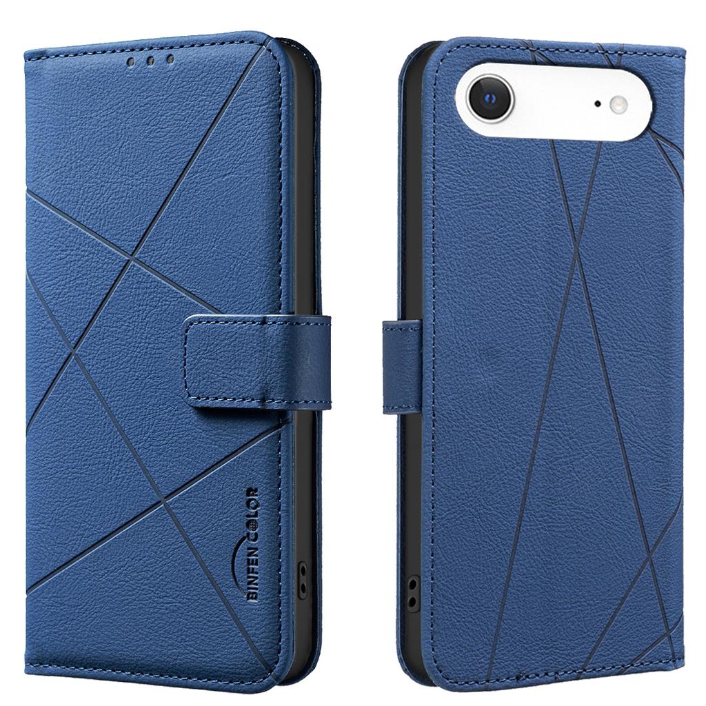 For iPhone Air Case BINFEN COLOR BF35 Geometry Imprinted Leather Phone Cover RFID Blocking Wallet Stand
