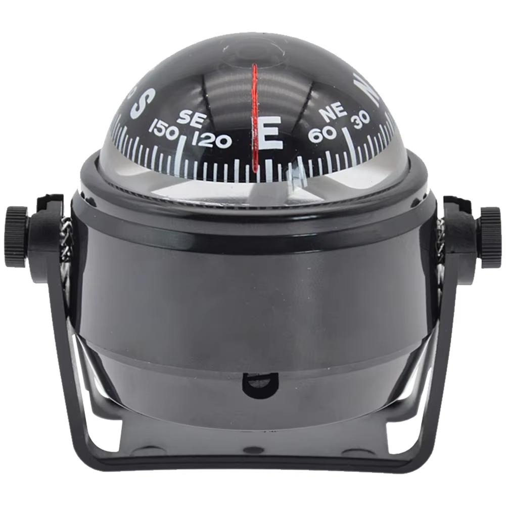 Ball Shaped Vehicle Navigation Car Compass with Dial Sea Pivoting Marine Boat Compass Splashproof Sea Marine Electronic Compass Black A