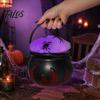 Akcesoria do dekoracji imprezowych Rozświetlany Kociołek Czarownicy Zestaw DIY, Halloweenowy Świecący Czarny Plastikowy Misek ze Pająkami, Prezent Świąteczny dla Dzieci Straszliwe Hokus Pokus