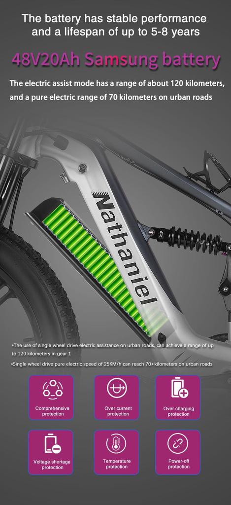 2026 Nuova E-Bike Nathaniel SYR09 2000W 48V 20Ah Ruote Grasse 26" Consegna Rapida UE