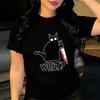 Black Cat Graphic Print Plus Size Tshirts Summer Womens Clothing Casual Fashion Harajuku ONeck Short Sleeve Tshirts