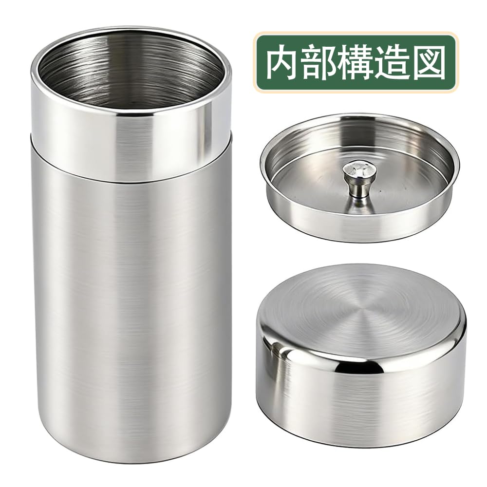 YFFSFDC Stainless Steel Tea Tea Tea Keeps Tea Storage Container for Tea Black 400ml with Round Teaspoon Caddy, Canister, Caddy, Airtight, Fresh,