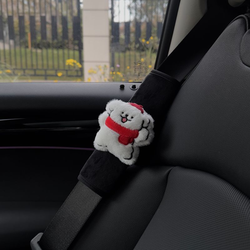 Line Art Puppy Car Seatbelt Shoulder Pads Cute Car Decoration Shoulder Pads In-Car Couple Decorations