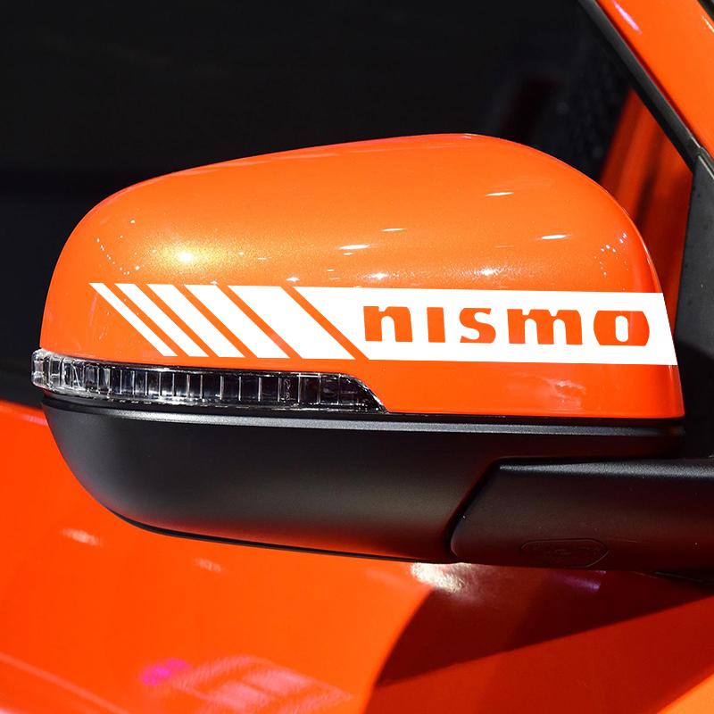2PCS Car Rearview Mirror Decoration Emblems 3D Sticker Styling For Nissan Nismo Almera Tiida Juke Teana Qashqai 350Z 370Z GTR